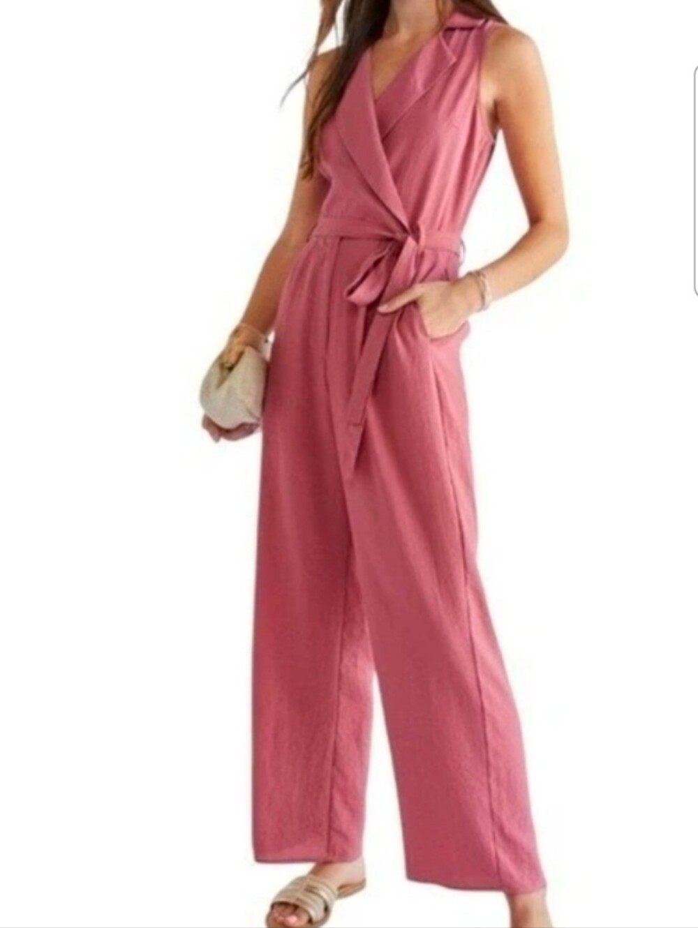 Audrey Parks X Francesca's Size Large Pink Sleevelss Kelsey Jumpsuit